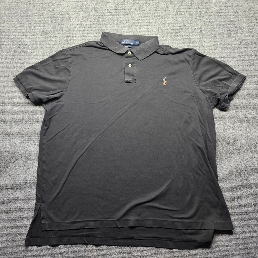 Polo Ralph Lauren Mens XXL Black Pima Soft Touch Cotton Short Sleeve Polo Shirt